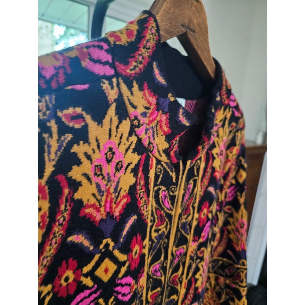 Vintage Coldwater Creek Mandarin Collar Cardigan Jacobean Print Size medium - Picture 2 of 11